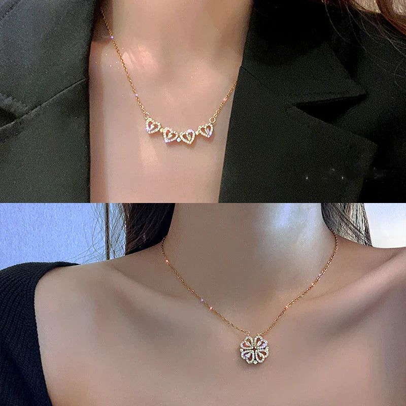 Collana Cuore Apribile Quadrifoglio